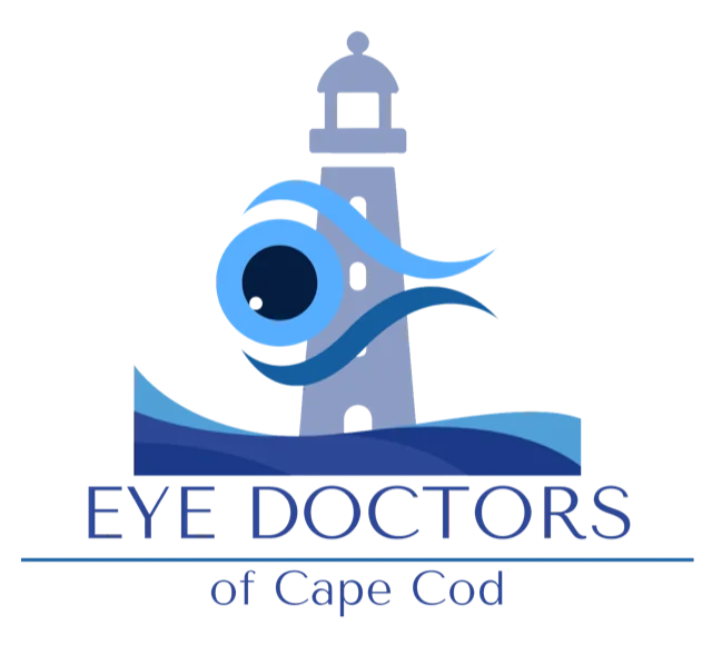 Eye Doctors of Cape Cod logo: a lighthouse and eye over waves